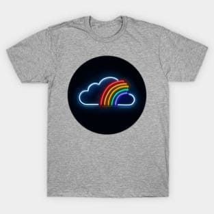 Rainbow Cloud Neon Sign, Digital Illustration T-Shirt